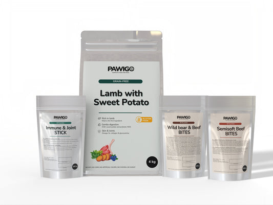 Jehněčí s batáty 4 kg + 3× 200 g pamlsky